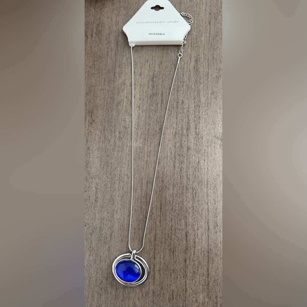 Christopher & Banks Silver Necklace with Blue Accent